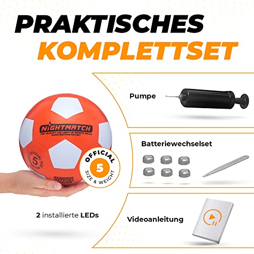 NIGHTMATCH Verlichte voetbal, officiële maat 5, complete set, met 2 sensoren geactiveerde LED's voor plezier in het… - Image 3