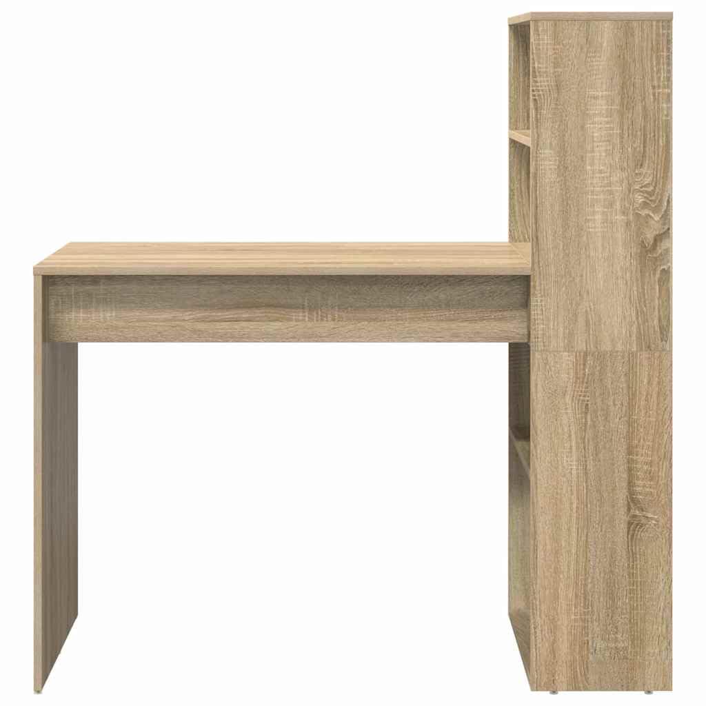 Scrivania Porta PC con Libreria Rovere Sonoma 113x54x120 cm | Tavolo da lavoro con scaffali integrati per organizzare libri e accessori in soggiorno o studio.