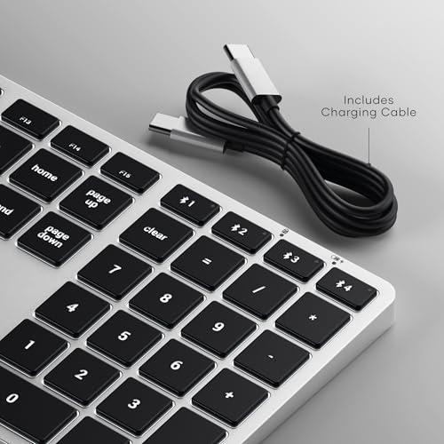 Image of Satechi Slim X3 Bluetooth Backlit Keyboard for Mac, Illuminated Keys & Multi-Device Sync, for MacBook Air /Pro /Neo, iPad Air /Pro, iPad mini, Mac mini, iMac - Silver