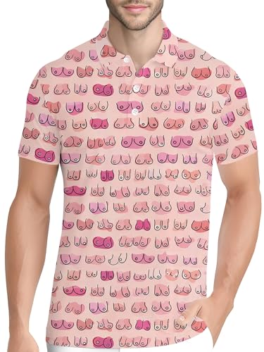 Image of PAGYMO Funny Golf Shirts for Men Crazy Printed Pattern Novelty Moisture Wicking Performance Mens Polo Shirt