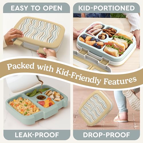 Bentgo Kids 5-Compartment Leak-Proof Bento-Style Lunch Box (Whimsy & Wonder Collection) - Ideal for Ages 3-7, Drop-Proof & Durable, Dishwasher Safe, & PFAS & BPA-Free Materials (Wavy) - Image 5