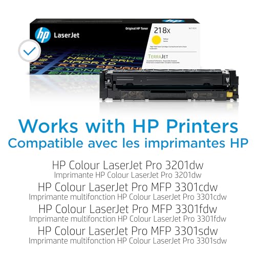 Image of HP 218X Yellow High-Yield Toner Cartridge | Works with Color LaserJet Pro 3201,MFP 3301 Series | W2182X,(Pack of 2)