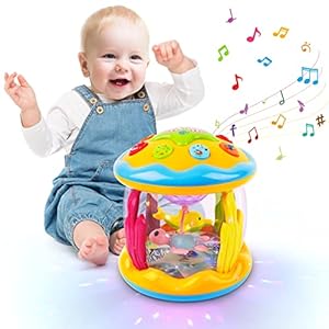 M SANMERSEN Baby Toys 6 to 12 Months – Ocean Projector Light Up Musical for 12-18 Crawling Learning Tummy Time 1 2 3 Year Old Infant Boys Girls Gifts