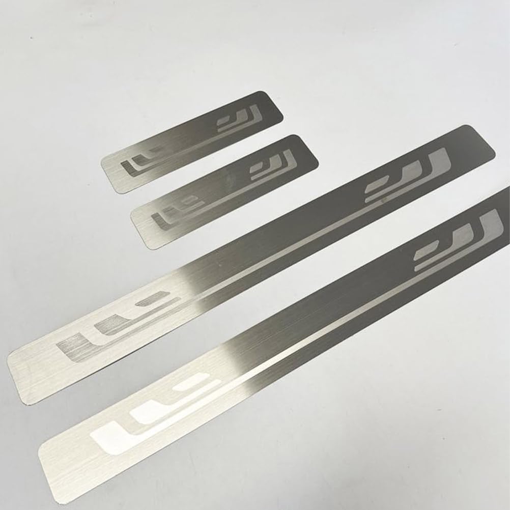 Ctpyoks 4 Pcs Car Door Sill Protectors For BMW ix3 G08 2021-2023, Stainless Steel Anti-Scratch Scuff Threshold Plates Kick Vehicle Entry Step Cover Styling Car Accessories,B/Silver