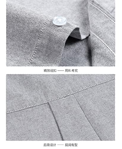 Solid Cotton Mens Shirts Short Sleeve Oxford Comfortable Shirt Men's Dress Shirts Summer Slim Fit Shirt2