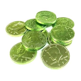 Fort Knox Kiwi Green Milk Chocolate Coins - 1 LB Mesh Bag