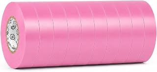 GGR Supplies EL-766AW Pink General Purpose Electrical Tape, 3/4 Inch x 66 Feet, 7 Mil PVC, UL/CSA Listed Core, 600V Flame-Retardant Insulation for Wire Splicing, Bundling & Color Coding, Pack of 10