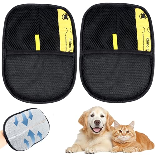 Lot de 2 Gants de Toilettage Double Face pour Chien et Chat - Électrostatiques et Faciles à Nettoyer, Idéal pour Enlever les Poils, Masser et Améliorer la...