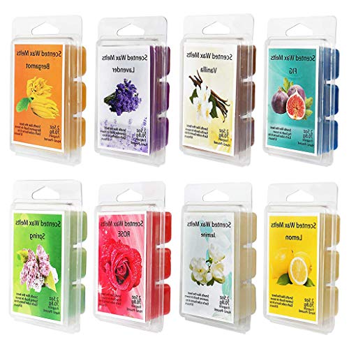 NONGYU Wax Melts - Ambientador de lujo altamente perfumado, juego de regalo con 8 cubos de fragancias, aroma a rosas jazmín