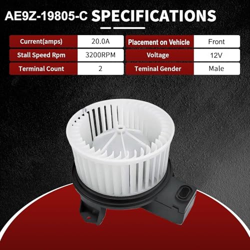 Image of Vetmor Rear HVAC Heater Blower Motor Assembly Compatible with Ford & Lincoln Vehicles - Explorer 2011-2019, Flex 2010-2019, MKT 2010-2019, Police Interceptor Utility - Replace# AE9Z-19805-C, PM4085