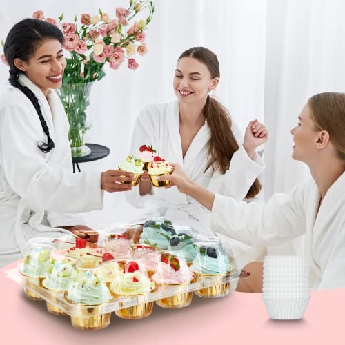 Gencywe 12 Pack X 20 Sets) Gencywe Stackable Cupcake Carrier With 240 Pack Cupcake Liners thumb #6