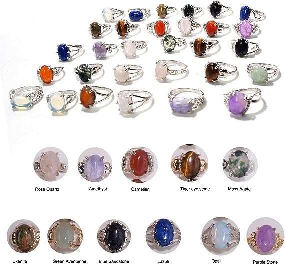 100 Pack of Rings Wholesale for Boutique Items for Resale Bulk Crystal Rings Jewelry Clearance Anillos De Piedras Naturales (Gold 100PCS Pack/Box) (100PCS Gold)4