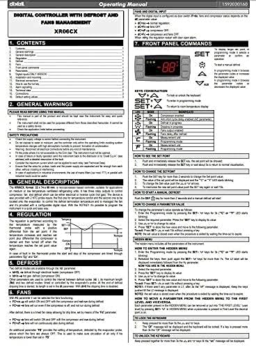 Page from the operating manual showing front panel commands and basic settings for the Dixell XR06CX-4N1F1.