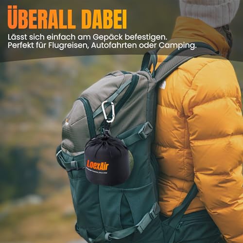 LoexAir™ Nackenkissen Flugzeug, Reisekissen für Flugzeug, Auto - 100% Baumwolle & Memory-Schaum Nackenhörnchen, Leicht & einfach mitzunehmen, komplettes Reiseset (Schlafmaske, Ohrstöpsel)- Sakura Pink