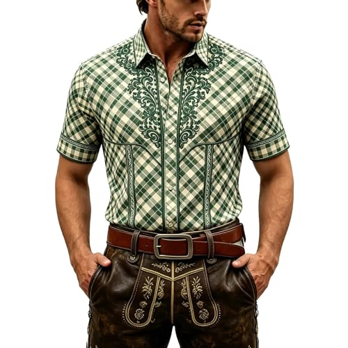 Chemise à Carreaux boutonnée Homme pour l'Oktoberfest et le Quotidien