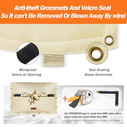 Image of Backflow Preventer Insulation Cover for Vacuum Breaker, 21 inchW x 16 inchH, Beige