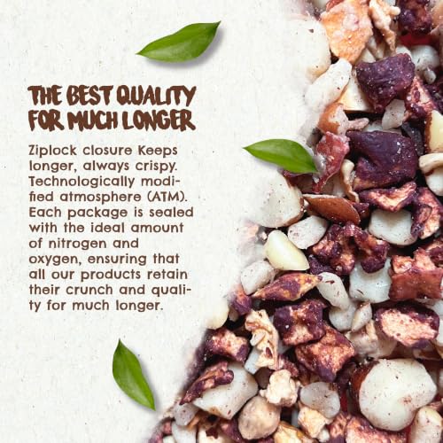 Image of FOREST UP Snack Acai Trail Mix 7 oz - The True Organic Brazil Nuts Roasted + Acai Fruit Nibs + Cupuacu Fruit Nibs - Nutrient-Rich and Practical Combo - Fresh, Vegan and Gluten Free