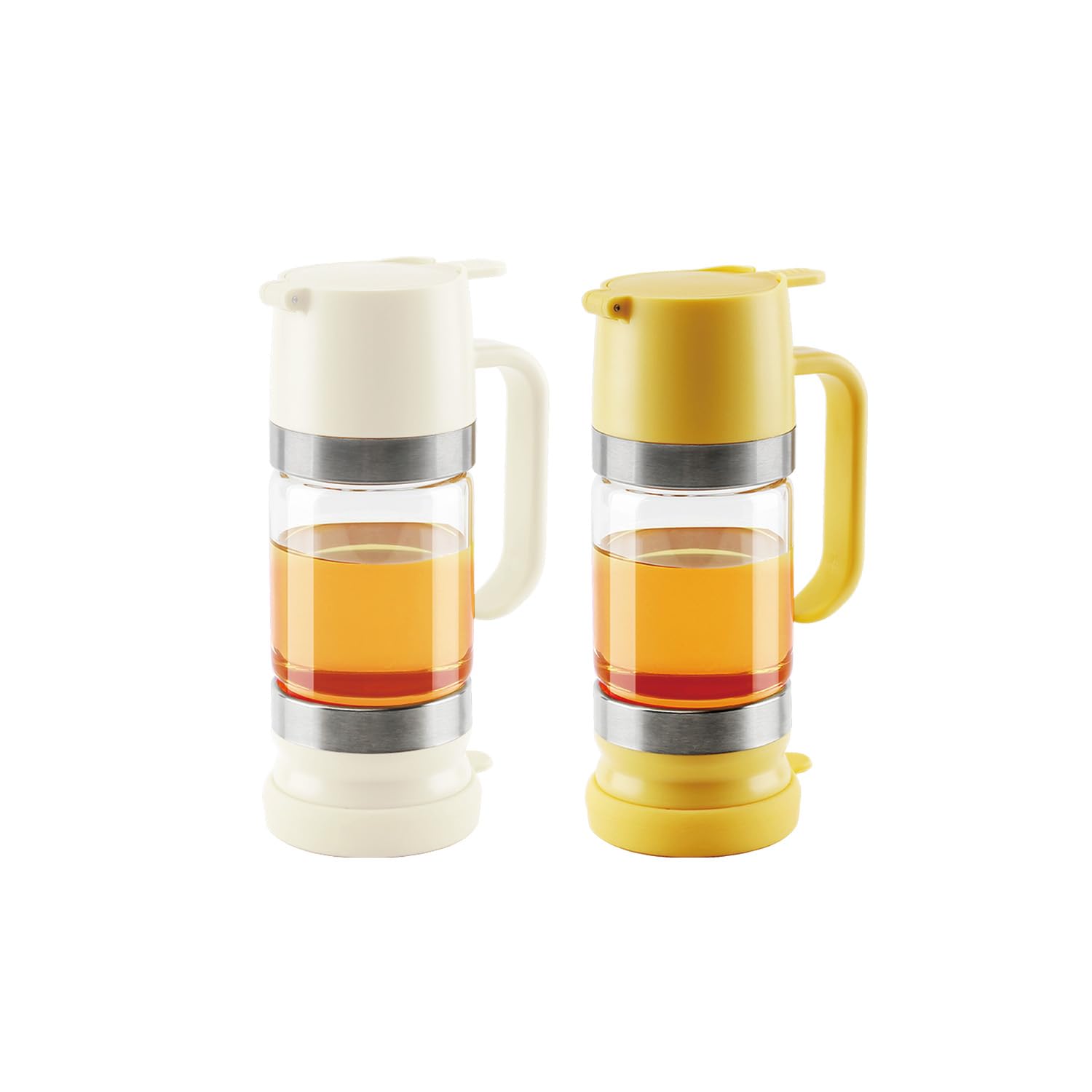 Aelga Yellow and White Glass Honey Dispenser Pot 9OZ