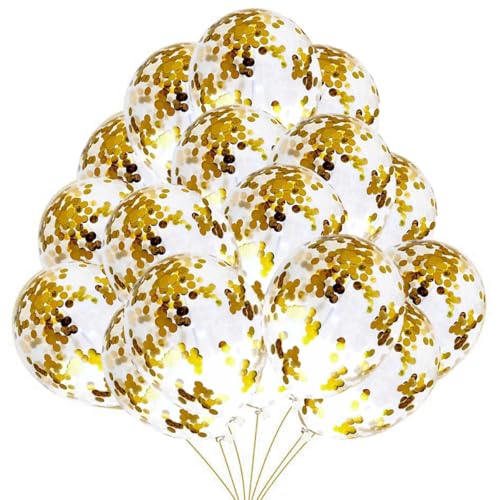 40 balões de confete, balão de confete. Balão transparente com confete dourado para festa de aniversário, graduação e ano novo