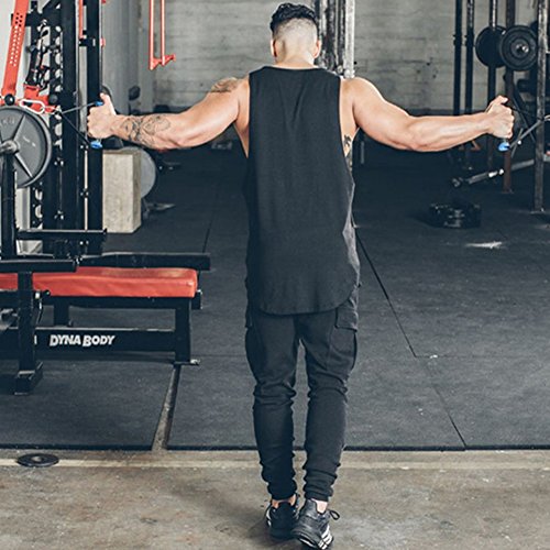 Magiftbox Men's Muscle Gym Workout Stringer Tank Tops Bodybuilding Fitness T-Shirts T01_Black_Us-M #TOP4