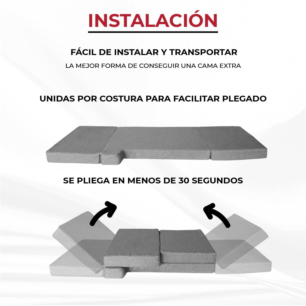 Colchón Plegable para Volkswagen VW T4, T5, T6 y T6.1 Transporter, Multivan, Caravelle, California Beach, Eurovan, Ocean, Camper Van