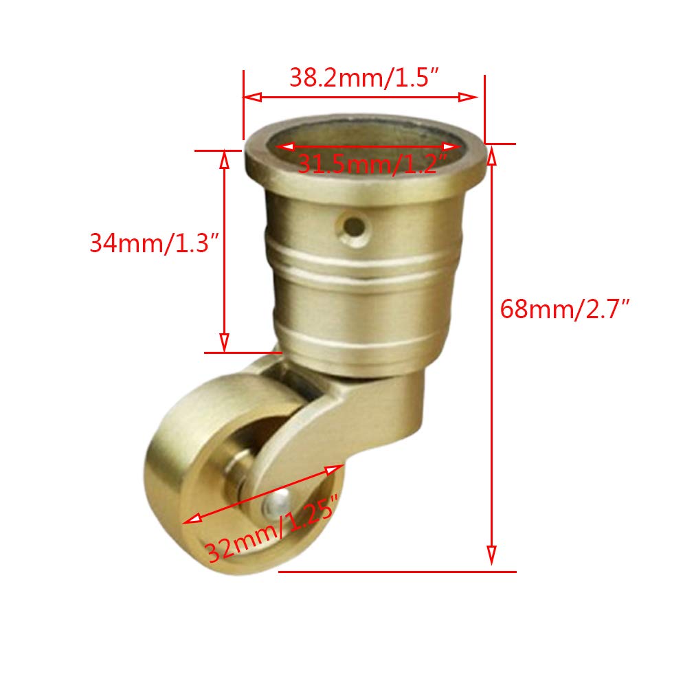 Lenkrolle, Antike runde Rollen, Lenkrollen, Möbelrollen, for Klavierfüße, Sofas, Tische, Tragkraft 150 kg, mit Schrauben, 4er-Set