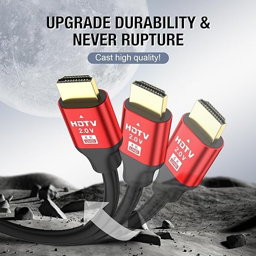 4K Hdmi Cable 150FT, High Speed Hdmi 2.0 Cable 4K@60Hz 2K@120Hz, Gold-Plated Connector 3D ARC HDCP 2.2 &2.3 for HDTV/Blu Ray Playback/Projectors/Laptops/PS4/PS5(Red) - Image 2