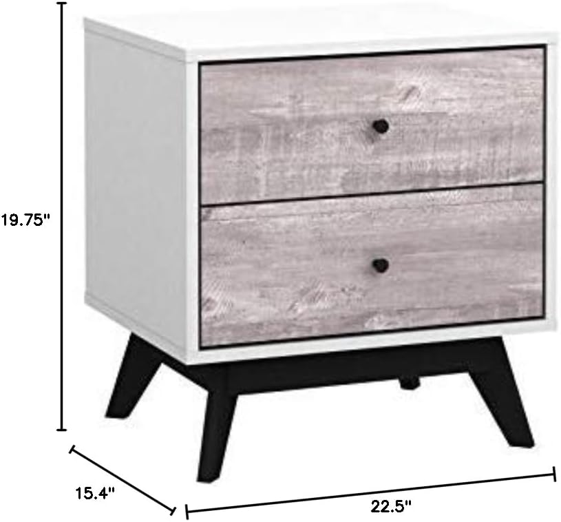 Crislana Ultra Modern 2 Drawer Bedroom Nightstand, Gray
