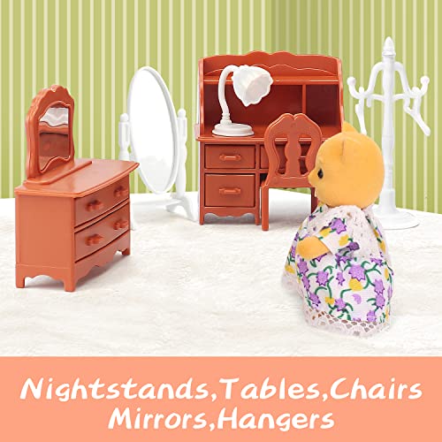 Dollhouse Furniture Set For Kids Toys Miniature Doll House Accessories Pretend Play Toys For Boys Girls & Toddlers Age 3+ With The Bedroom #TOP4
