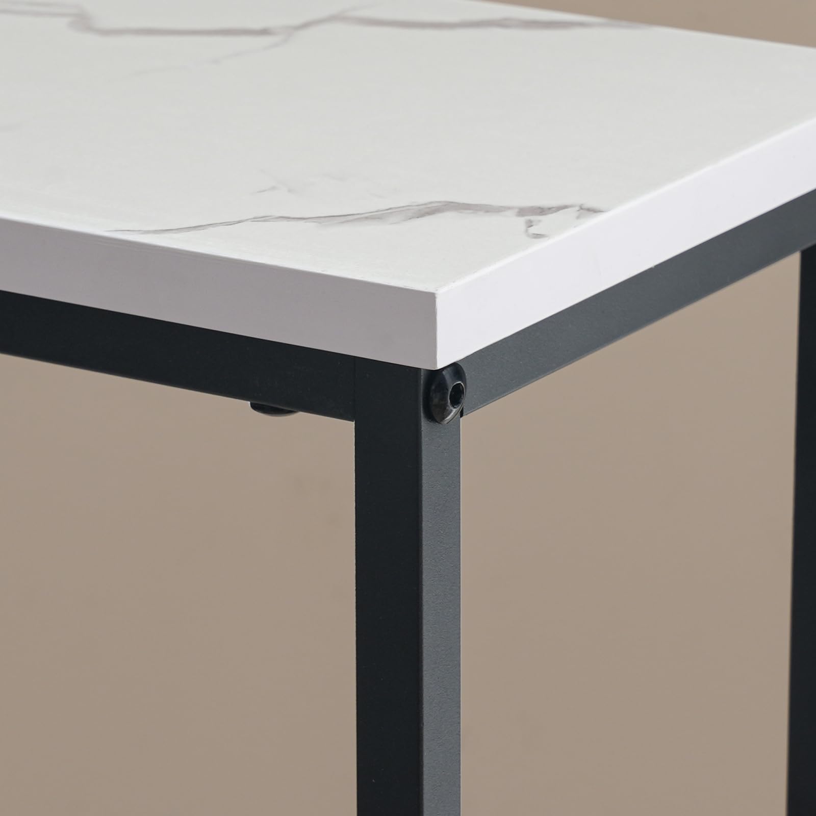 HOOBRO Console Meuble, Table Console Fine de 75 cm, Bout de Canapé, Table d’Entrée, pour Couloir, Salon, Chambre, Hall, Escalier, Blanc Marbré EBM76XG01