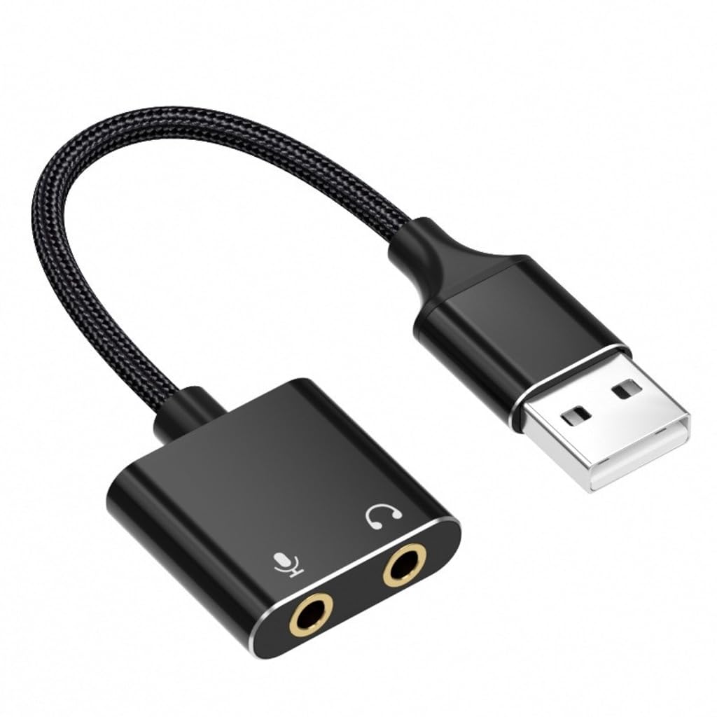 Portable USB External Sound Card Adapter with Integrated Headset & Mic Holes