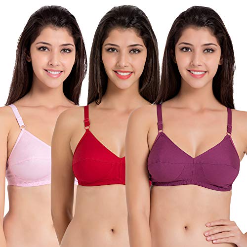 Image of SOUMINIE Women's Pure Cotton Non-Padded Full Coverage Flexi-Fit Everyday Bra | Women's /Ladies /Girls | Best Comfort Bra | Regular Use Bra | Shaper Bra | Comfortable Bra