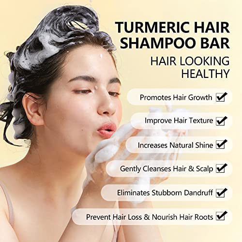Tamoskiny 2Pcs Ginger Hair Regrowth Shampoo Bar, Turmeric Shampoo Bar Soap With Coconut Oil, Natural Organic Ginger Bar Shampoo For Hair Growth, Solid Ginger Shampoo Bar Promotes Hair Growth, 120G #TOP2
