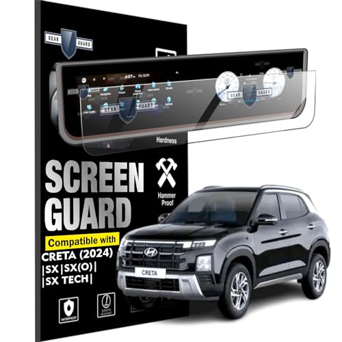 Image of LF Touch Screen Guard For Hyundai Creta 2024 SX, SX Tech, SX (O) Car Accessories Full Screen Infotainment System Protector | GPS Navigation - Clear