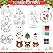 30 Sets Christmas Reindeer Arts Crafts Coloring Magnets Kits for Fridge Kids Color Your Own Tree Wreath Santa Bell DIY Magnetic Xmas Crafts for Holiday Party Decorations Classroom Home Activities Game