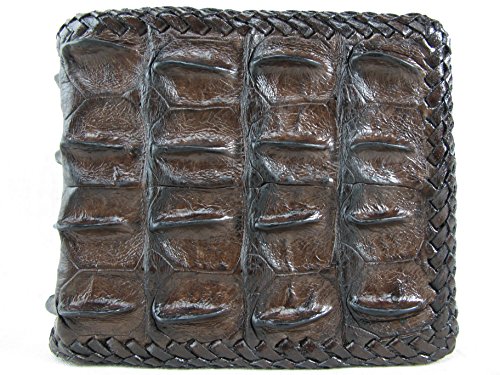 Genuine Crocodile Alligator Backbone Skin Handmade Bifold Wallet (Chocolate Brown)2