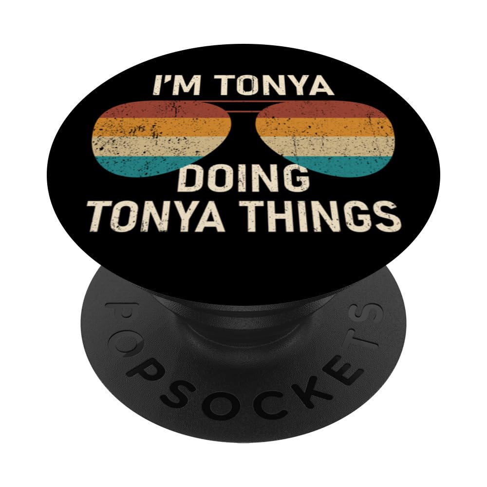 I'm Tonya Doing Tonya Things Retro Sunglass Personalized PopSockets Swappable PopGrip, Black