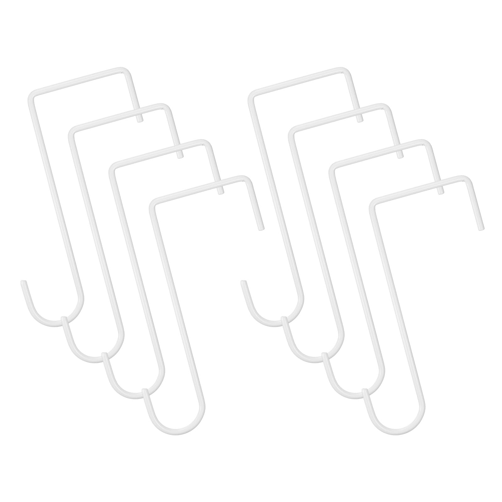 M METERXITY 8-Pack Vinyl Fence Hooks, 3 x 8 Inch Powder Coated Steel Hangers for Kitchen, Office, Gardening Tools, Plants & Planters, Patio Hangers [Z Shaped, White]