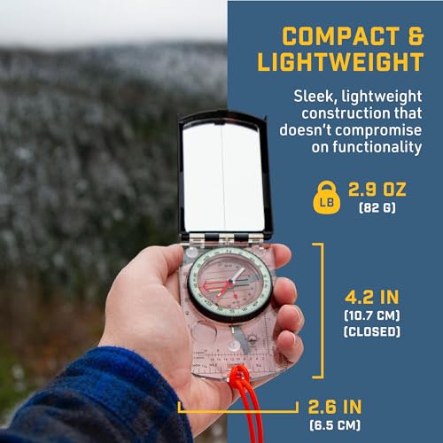 Sun-Company-ProSight-Sighting-Map-Compass-with-Adjustable-Declination-Lightweight-Orienteering-Baseplate-Compass-for-Hiking-Backpacking-and-Survival-Navigation-Professional-Grade-Compass