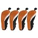 Andux Golf Hybrid Club Head Covers Set of 4 with Interchangeable Number Tags MT/hy07 (Black/Orange)