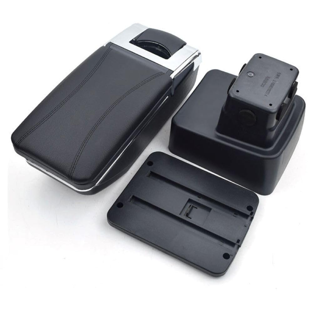 Armlehne Auto Mittelarmlehne Mittelkonsole Organizer Konsole Armlehnenbox Kompatibel mit Mazda Schwarz Leder Staufach Ablagefach 3D Drehbar Schiebeverdeck