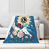Jiemifu Warm Bed Blanket Soft Flannel Fleece Throw Blanket Twin Size Mystery Goddess Sunflower Fuzzy