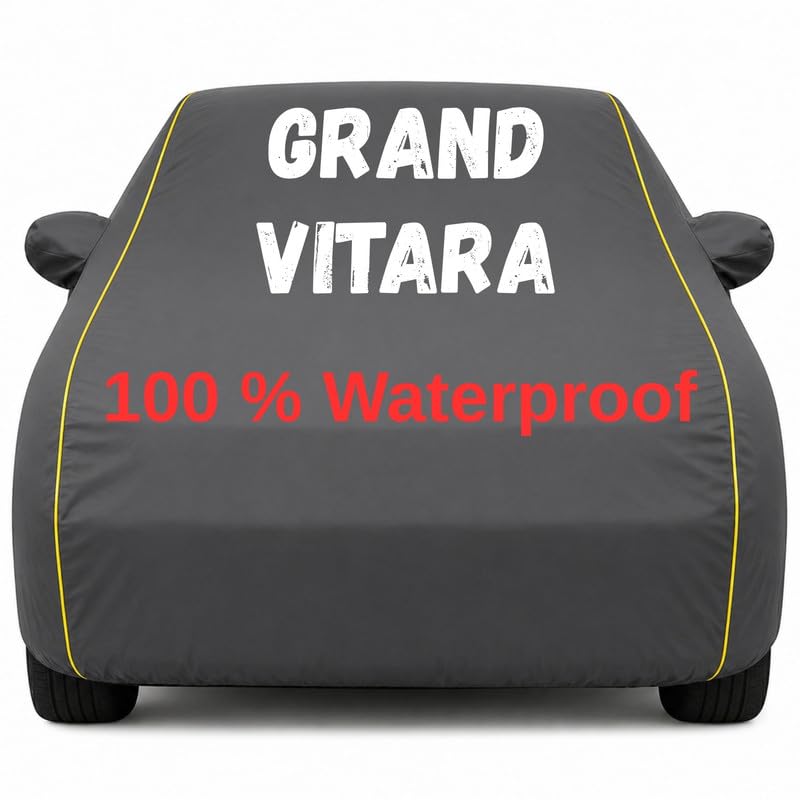 Image of Durable Full Body Waterproof Grand Vitara Car Cover | Premium Polyester Grey Cover | Custom Fit Vehicle Protection | UV Resistant, Dustproof, Scratch Resistant, Heat & Wind Protection