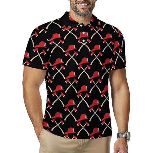 Fire Axe Firefighter Men's Polo Shirt Golf T-Shirts Tennis Tops Short Sleeve Quick Dry