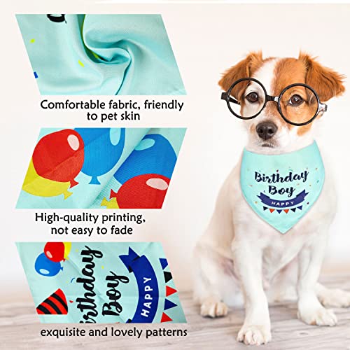Hunde-Geburtstags-Bandana, Hunde-Bandana für Geburtstage, dreieckiger Schal für Jungen, Hunde, Haustiere, Geburtstagsparty-Zubehör, Happy Birthday-Bandana für kleine, mittelgroße Jungen (blau-grün)