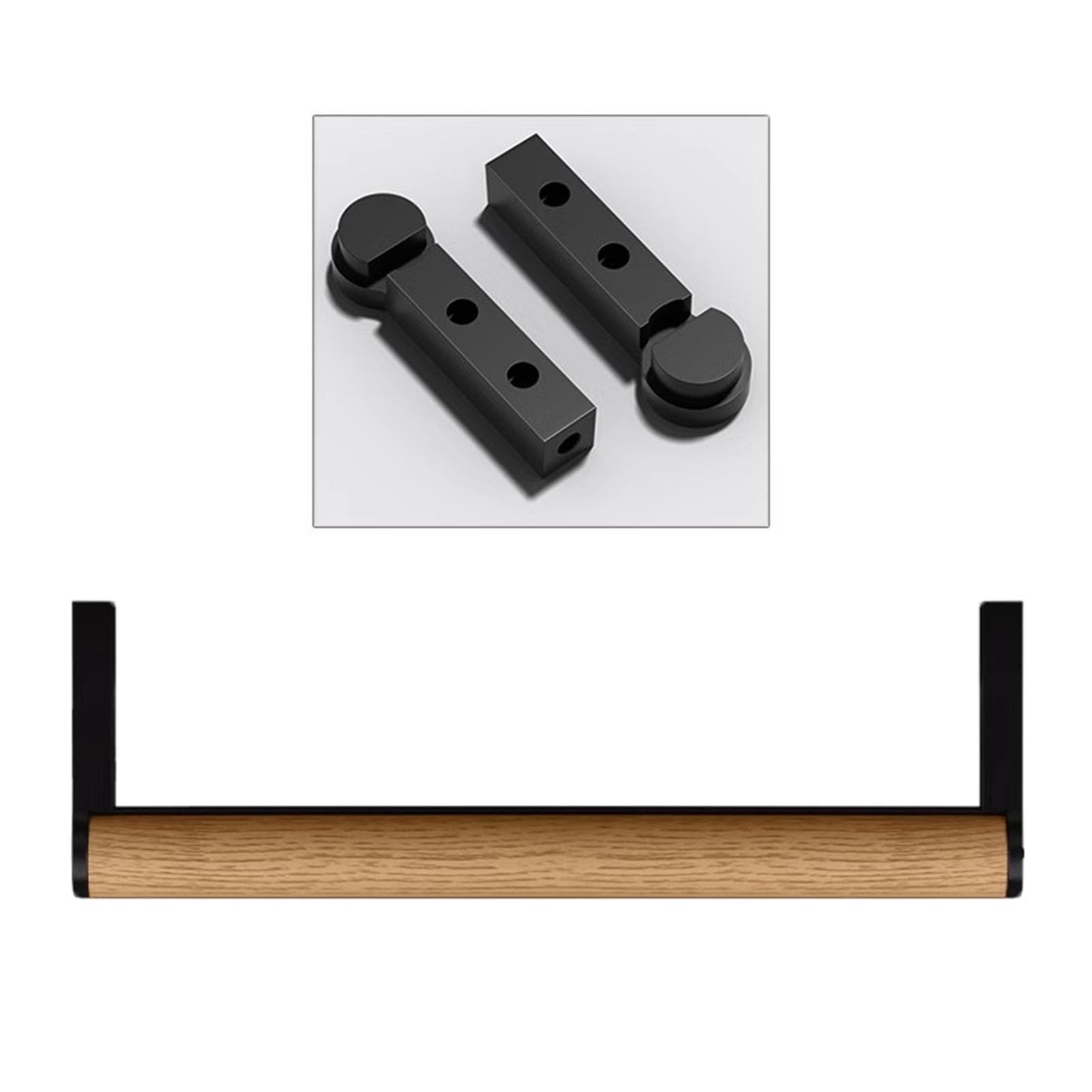 Tringle de penderie ronde aspect bois d'aluminium 110 cm antidérapante