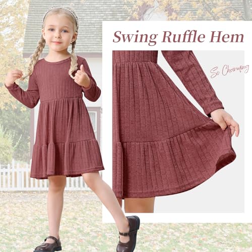 Image of Toddler Baby Girl Long Sleeve Dress Girls Knit Sweater Dresses Tiered Kids Swing Holiday Clothes Fall Winter