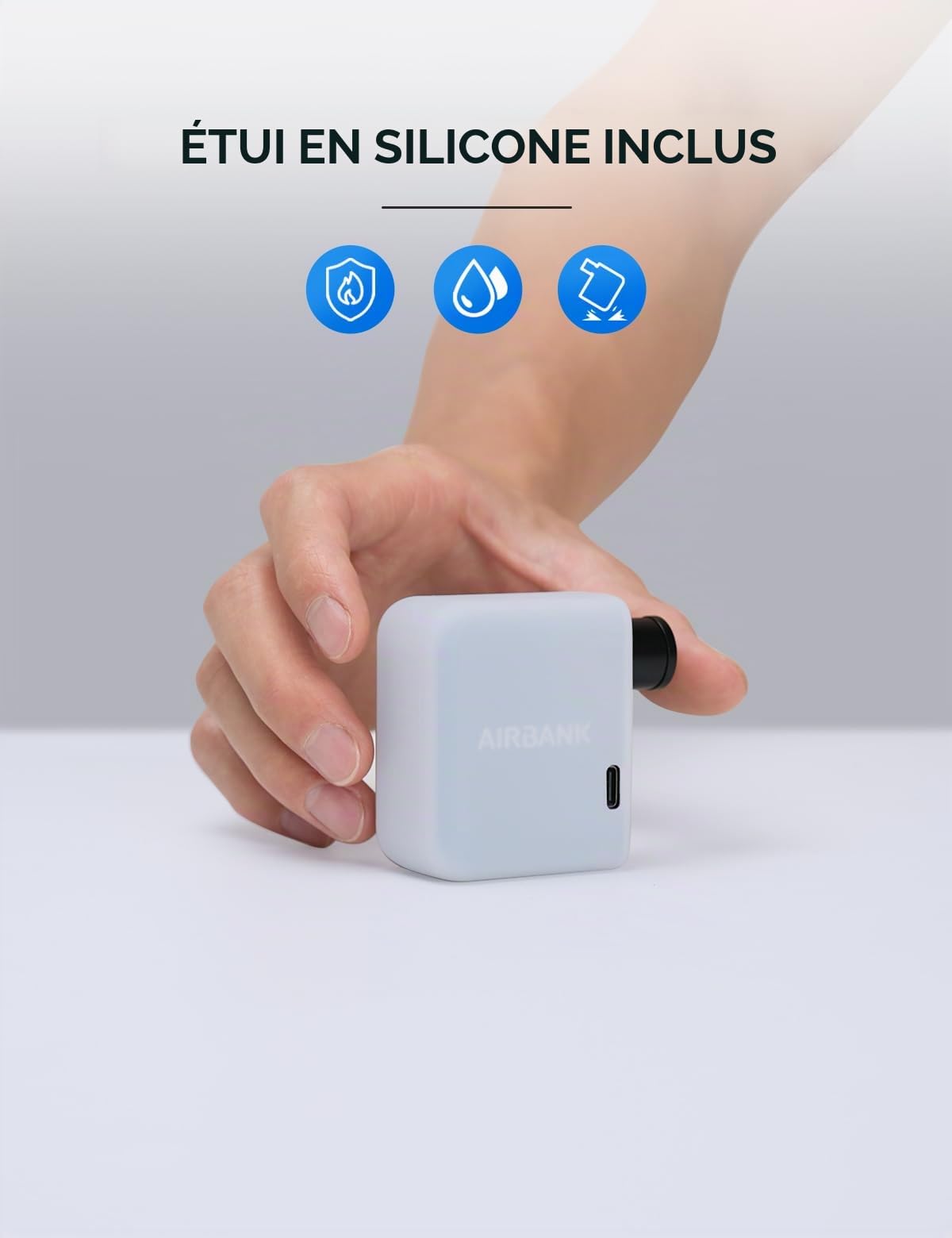AIRBANK Pompe à air de Pocket pour vélo électrique Mini compresseur de Batterie 97 g 100 psi Petite Pompe à vélo pour Tous Les vélos