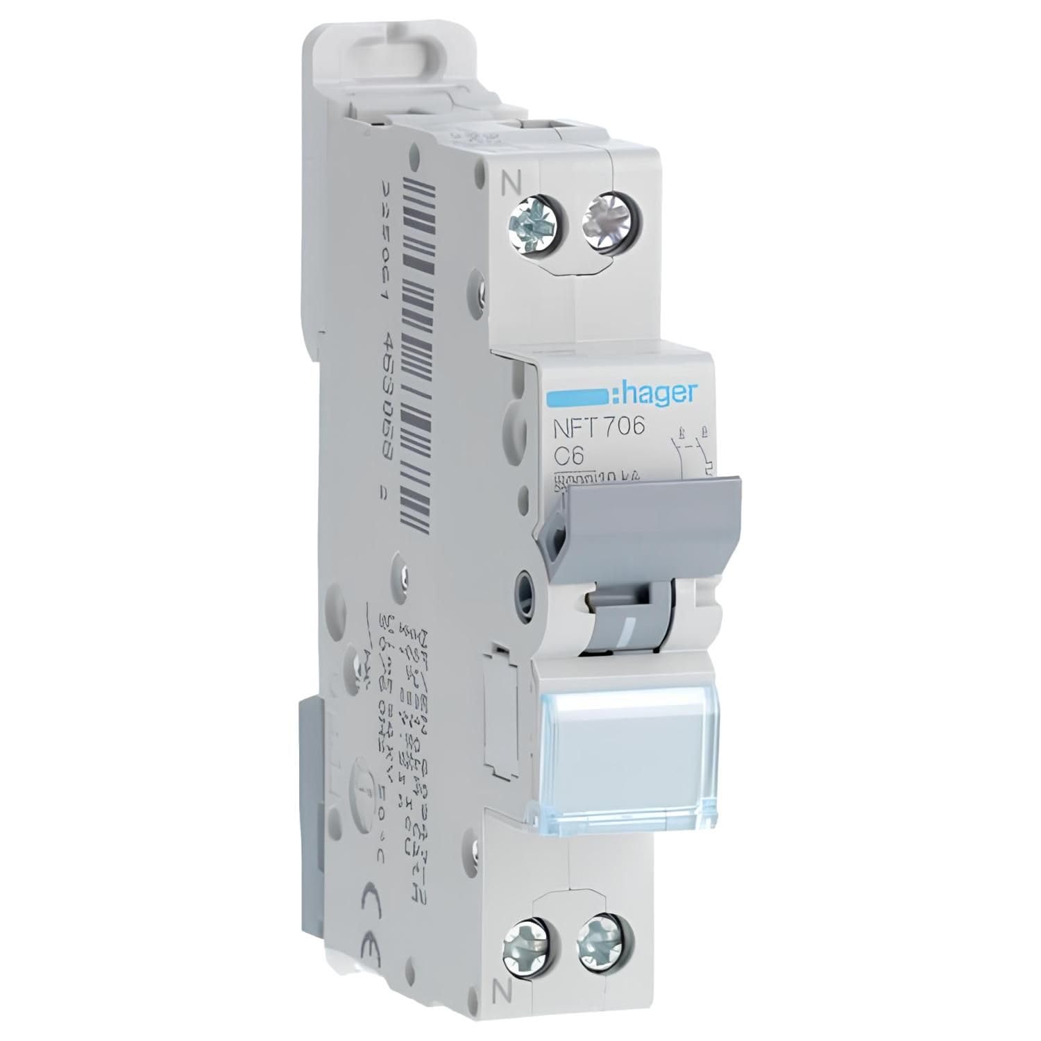 disjoncteur hager - 1 phase + neutre - 6a - 6ka - courbe c - vis / vis