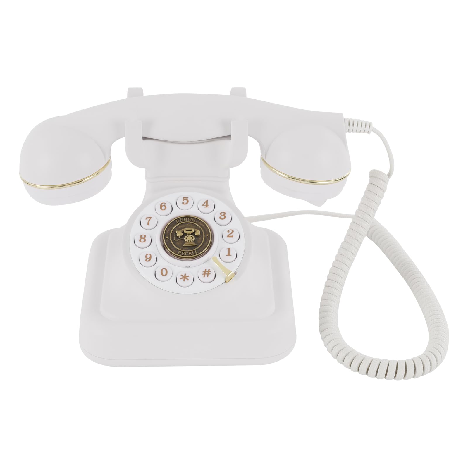 Telefono retrò fisso, telefono cordless regolabile, volume telefonico con selettore e suoneria, telefono antico, decorazione per la casa (bianco)